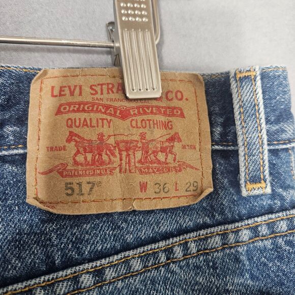 2003 VTG Levi's 517 Bootcut 36X29 Faded Thighs Zip Fly Distressed Hems Mexico - Picture 5 of 13